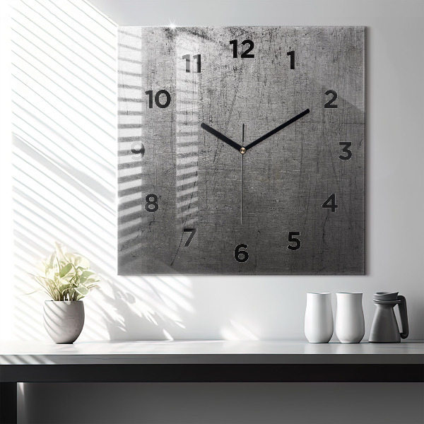 Square glass wall clock Metal wall