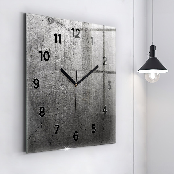 Square glass wall clock Metal wall