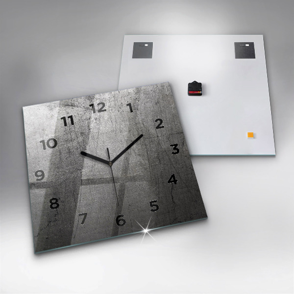 Square glass wall clock Metal wall