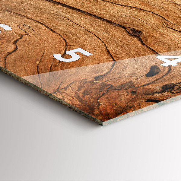 Square glass wall clock Old wood