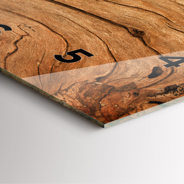 Square glass wall clock Old wood