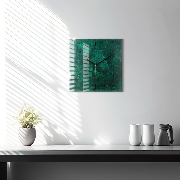 Square glass wall clock Emerald wall