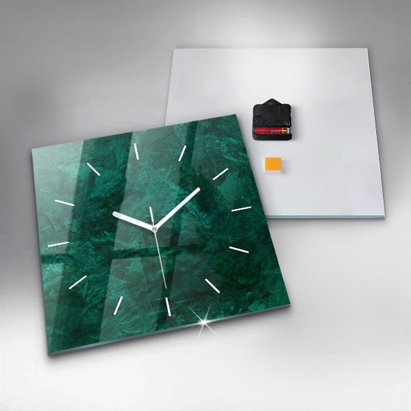 Square glass wall clock Emerald wall