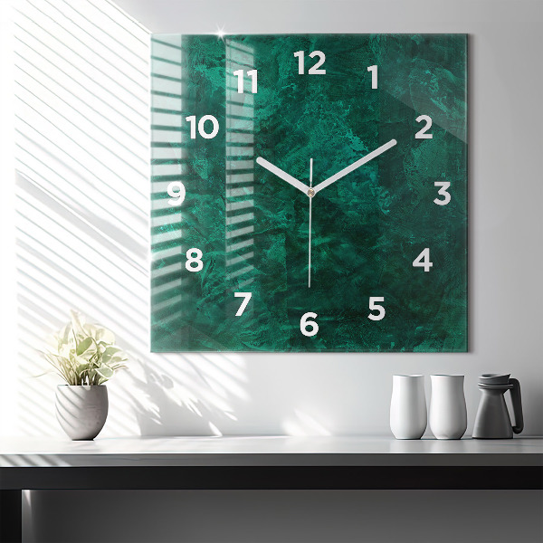 Square glass wall clock Emerald wall