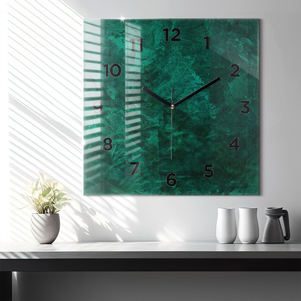 Square glass wall clock Emerald wall