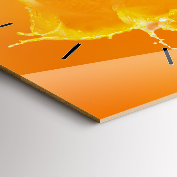 Square glass wall clock Orange