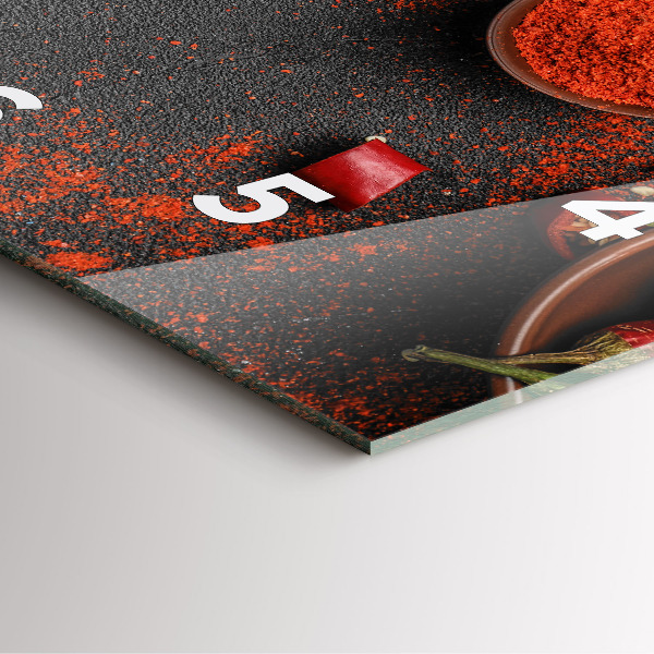 Square glass wall clock Red peppers