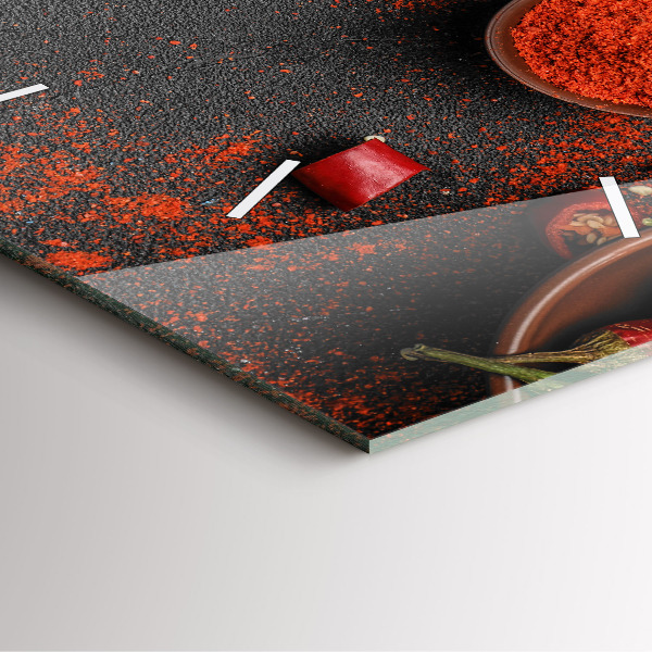 Square glass wall clock Red peppers