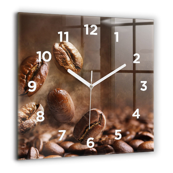 Square glass wall clock Coffee beans