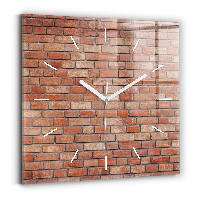 Square glass wall clock Brick wall