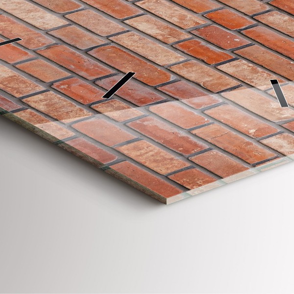 Square glass wall clock Brick wall