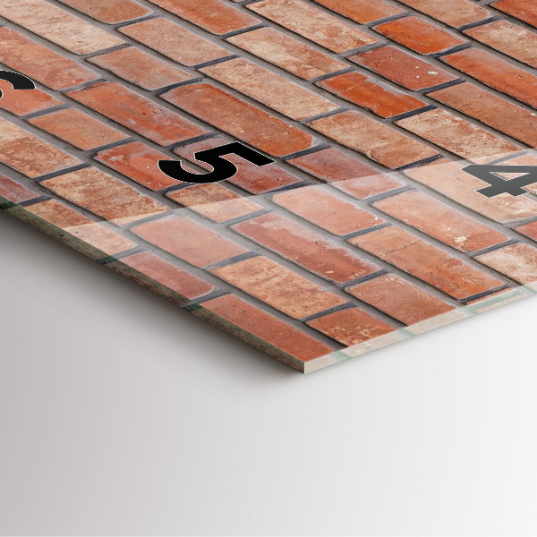 Square glass wall clock Brick wall
