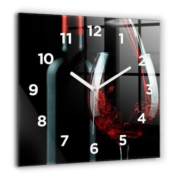 Square glass wall clock A bottle of wine