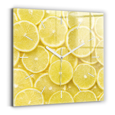 Square glass wall clock Lemon slices