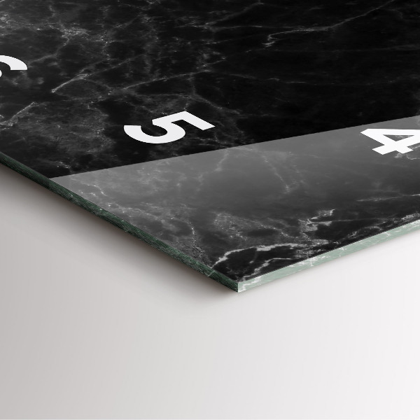 Square glass wall clock Dark marble