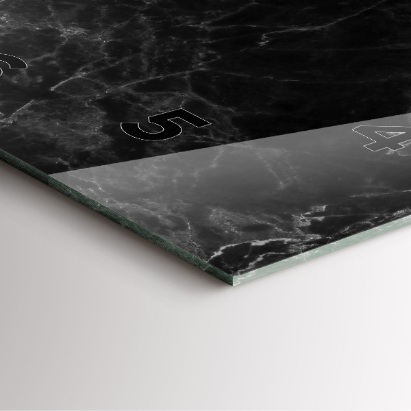 Square glass wall clock Dark marble