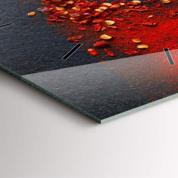 Square glass wall clock Red pepper seasoning