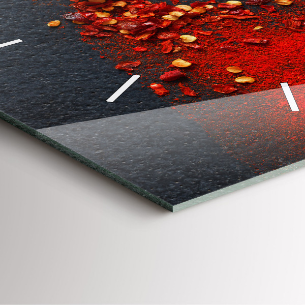 Square glass wall clock Red pepper seasoning