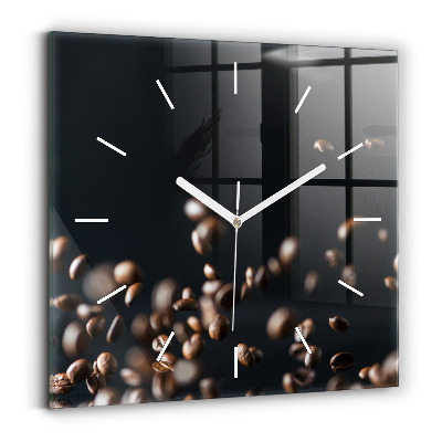 Square glass wall clock Coffee beans