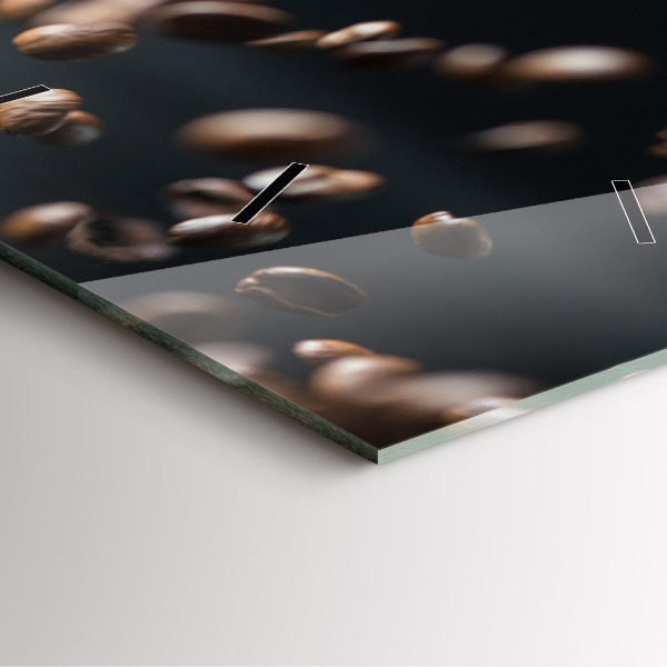 Square glass wall clock Coffee beans