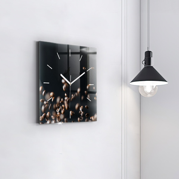 Square glass wall clock Coffee beans