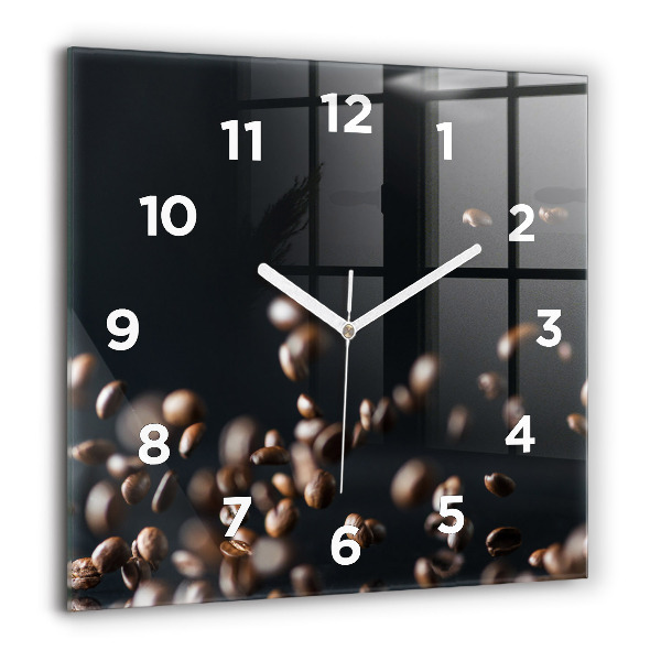 Square glass wall clock Coffee beans