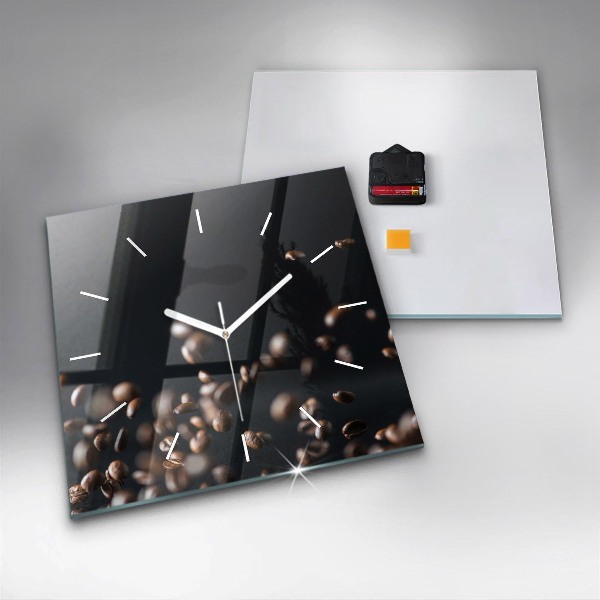Square glass wall clock Coffee beans