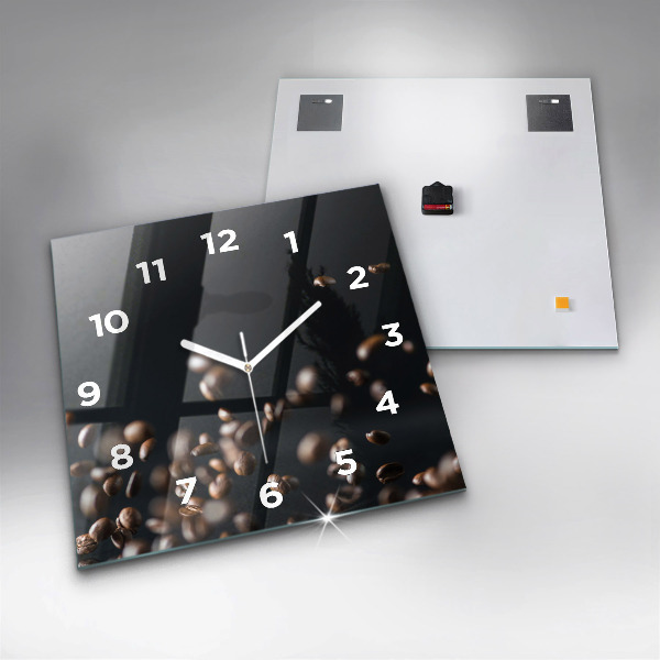 Square glass wall clock Coffee beans