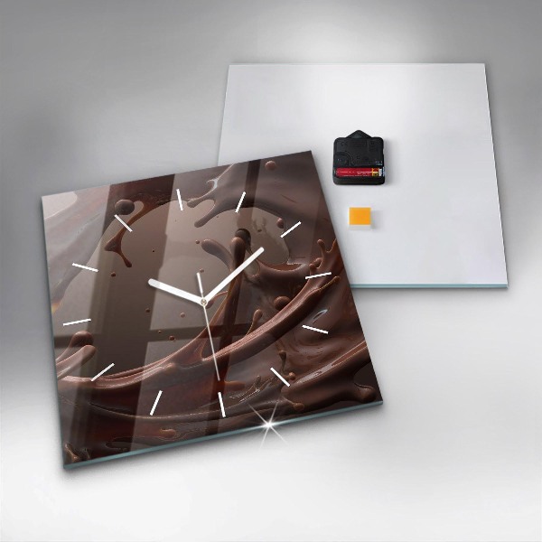 Square glass wall clock Cocoa waves