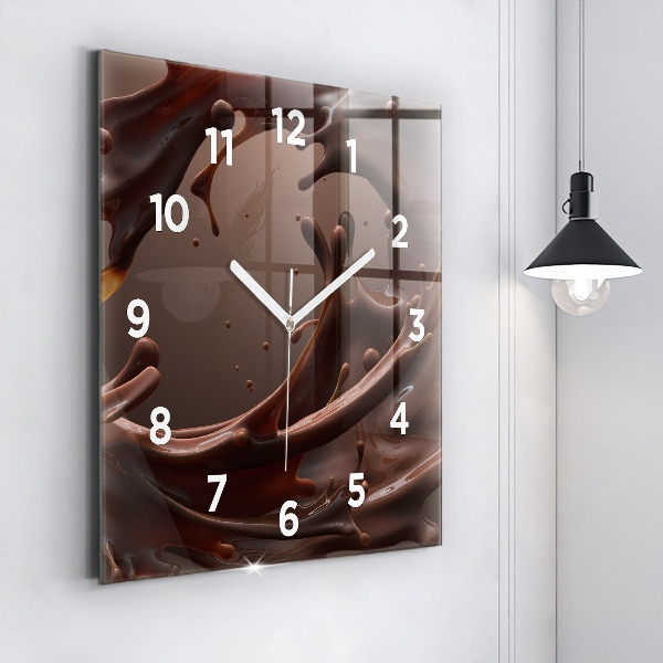 Square glass wall clock Cocoa waves