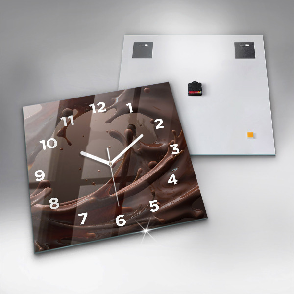 Square glass wall clock Cocoa waves