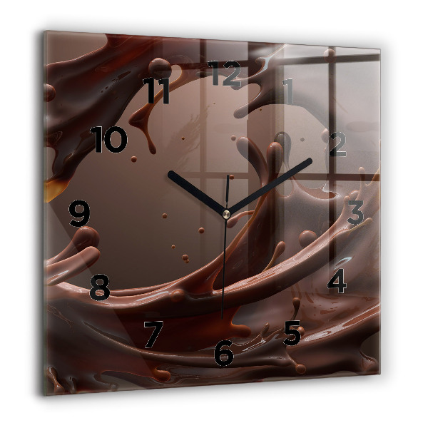 Square glass wall clock Cocoa waves