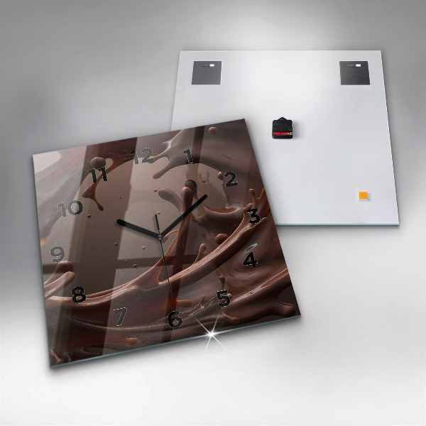 Square glass wall clock Cocoa waves