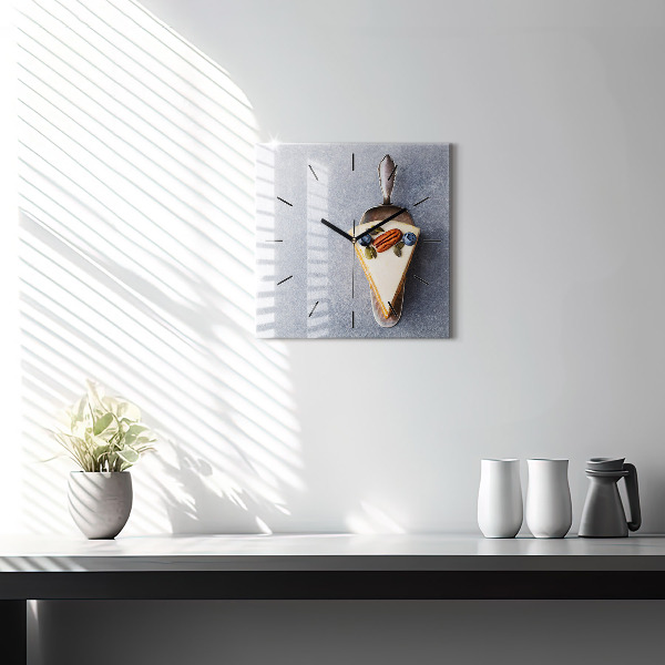 Square glass wall clock A piece of cake