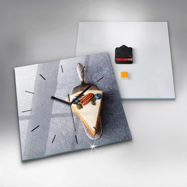 Square glass wall clock A piece of cake