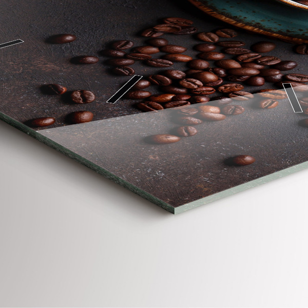 Square glass wall clock A cup of coffee