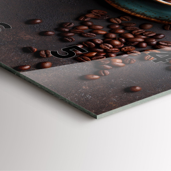 Square glass wall clock A cup of coffee