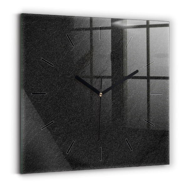 Square glass wall clock Dark rock