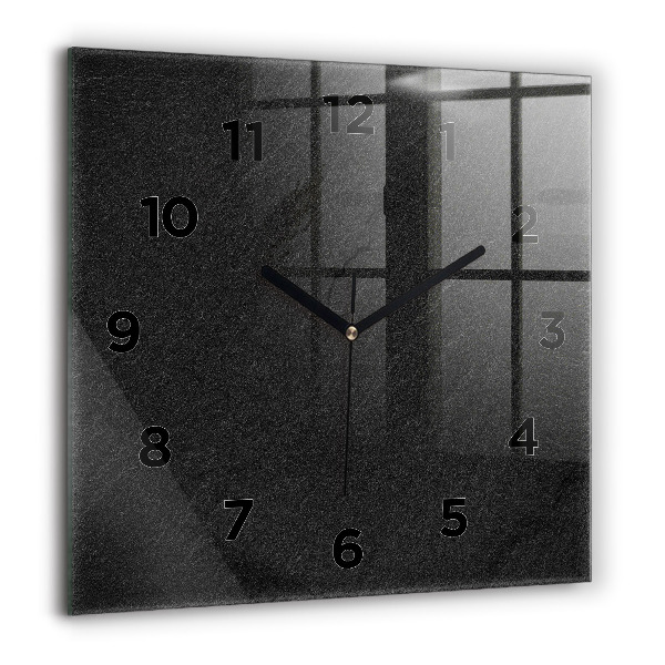 Square glass wall clock Dark rock
