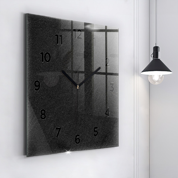 Square glass wall clock Dark rock