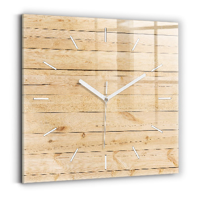 Square glass wall clock Wooden boards