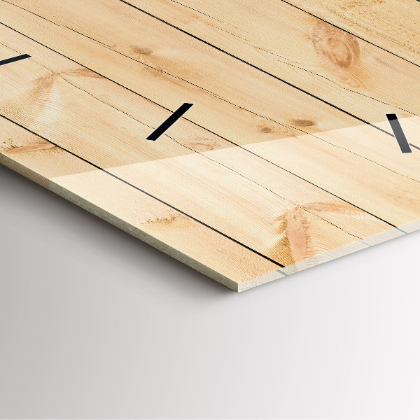 Square glass wall clock Wooden boards