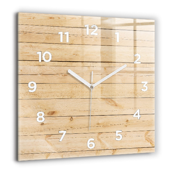 Square glass wall clock Wooden boards