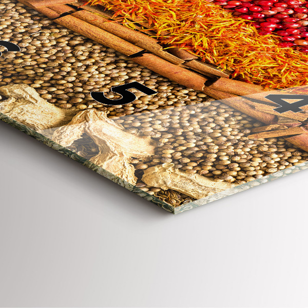 Square glass wall clock Rows of spices