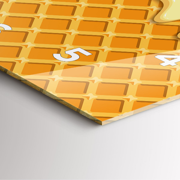 Square glass wall clock Waffle and ice cream