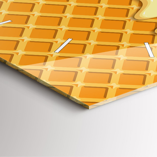 Square glass wall clock Waffle and ice cream