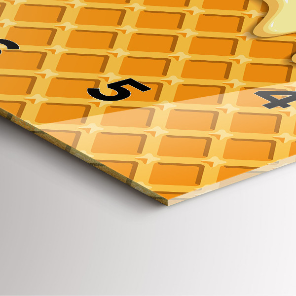 Square glass wall clock Waffle and ice cream