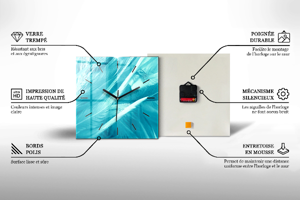 Square glass wall clock Citrus in water