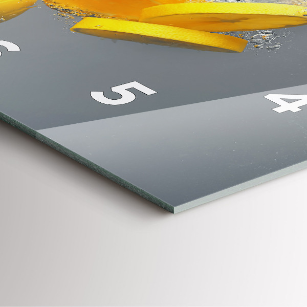Square glass wall clock Citrus in water