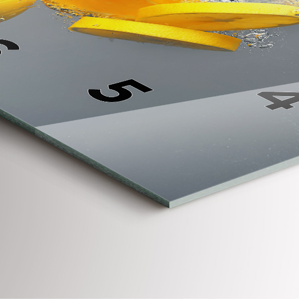 Square glass wall clock Citrus in water